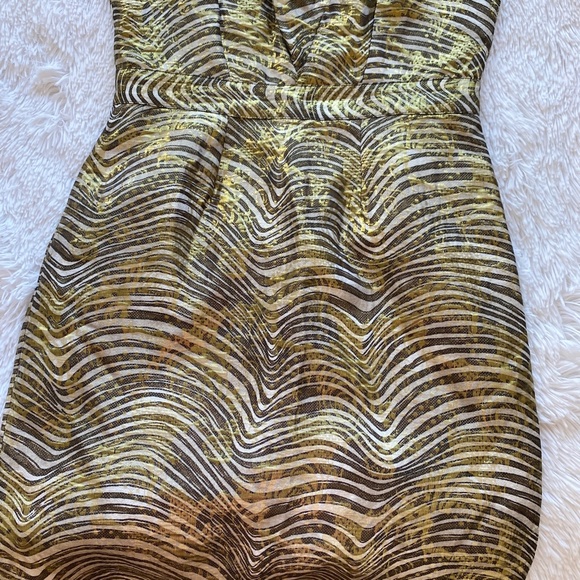 TORY BURCH Gold Silk Sleeveless Knee Length Sheath Dress Size 6 - Picture 4 of 10